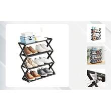 Organizador de zapatos de 4 niveles, estantería plegable para ahorrar espacio, organizador de almacenamiento de zapatos de pie para armario, pasillo, entrada, dormitorio (Negro)