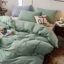 Ultra Soft 100% Cotton Solid Color Dusty Pink Queen Duvet Cover Set With Zipper Closure - 3 Pieces,  In 2025 - 綠色固體 - 查看 3
