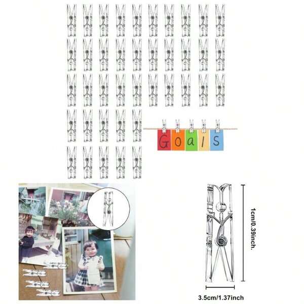 40 PCS Crafting Pegs, 35MM Small Transparent Plastic Spring Pegs, Hanging Photos, Cards, Paper Arts, Weddings, Parties Decoration