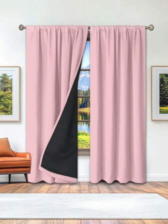 1pc Light Gray Blackout Curtain, Thermal Insulated Blackout Curtain Blocks UV Rays, Suitable For Living Room, Bedroom, Darkens Room In Power Outage, Autumn/Winter