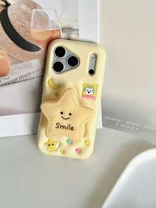 Nueva funda de teléfono personalizada con soporte de estrella de ángel de moda, adecuada para iPhone 11/12/13/14/15/16/17, cubierta protectora de Body completo a prueba de golpes y creativa