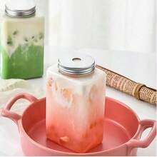 500ml Square Transparent Plastic Juice Bottle, Suitable For Fresh Packaging, With Aluminum Cap - Multicolor - View 4