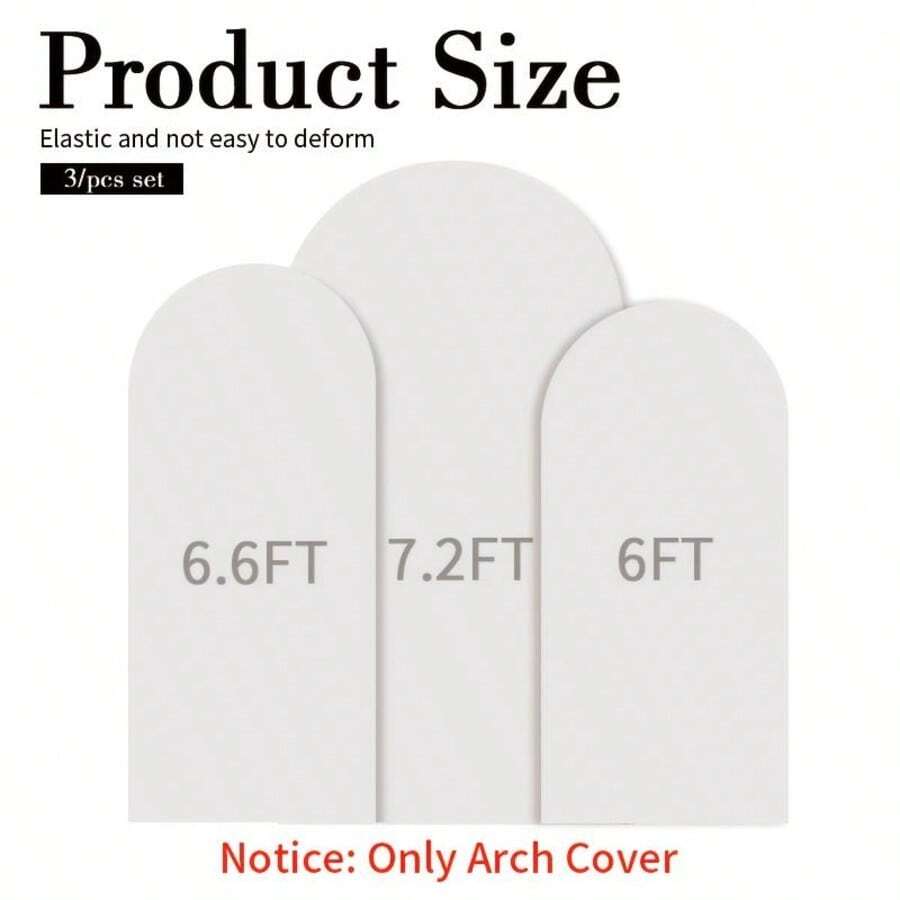 3pcs Set Pink Blue Beige Spandex Double Sided Arch Cover For Wedding Birthday Party Banquet Ceremony & Gift Decoration Easy Install Elegant Backdrop Kit 6ft+6.6ft+7.2ft Solid Color Design - 白色 - 查看 1