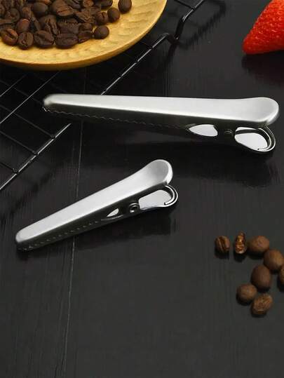 Juego de 4 pinzas de acero inoxidable grandes y pequeñas para bolsas de alimentos, aptas para sellar, uso en la cocina, reutilizables para el almacenamiento de café y pan, pinzas herméticas con diseño de cocodrilo, pinzas creadoras para sellar alimentos - Diseño con resorte incorporado, pinzas duraderas para sellar aperitivos