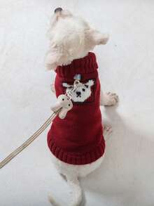 1 pieza Suéter con estampado de panda para mascotas, jersey de cuello alto tejido cálido para perros y gatos pequeños, Teddy, Poodle, Pomerania, Schnauzer, cachorros y gatitos, para todas las estaciones