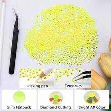 25000Pcs Yellow AB Rhinestones For Bedazzling Kit, 3-5mm Resin Flatback Rhinestones Bulk Bedazzle Gems Diamonds For Crafts DIY Shoes, Clothing{"Color_name":"YellowAB"} - YellowAB - View 4