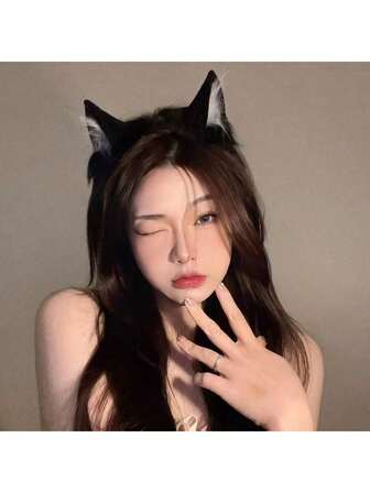 1pc Halloween Cat Ear Headband, Costume Accessory, Hair Hoop, Headpiece