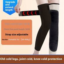 1pc Tie-Up Fleece & Rabbit Fur Warm Knee Support, Extra Long, Cold Leg Protection, Thermal Lined Knee Joint Sleeve, Thickened Autumn/Winter Leg Warmer (Due To Production Batch Differences, Strap Color May Vary, Random Shipment) - Multicolor - View 5