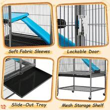 Small Animal Cage 85cm Metal Habitat Pet Rats, Ferrets, Chinchillas With Rolling Stand, Removable Ramp Lockable Doors - 61 cm L X 43 cm W X 86 cm H - View 7
