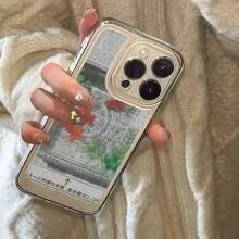 For Iphone Transparent Phone Case Featuring A Japanese Goldfish Design With A Newspaper Pattern And Green Plant, Providing Protection.Suitable For IPhone 17 Air - 無色 - 查看 3