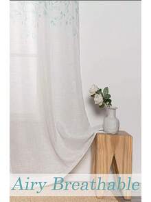 Floral Print Metallic Sheer Window Curtain Panel Rustic Living Room/Bedroom Decor 6 Grommets Top Drape Panels, Coral Red,40 X 84, 2 PK, Sparkling Farmhouse Style - 水鴨藍 - 查看 5