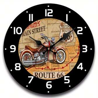 1pc Iron 2D Flat Printed Wall Art Decor, Vintage Motorcycle Map Design, Suitable For Living Room, Bedroom, Room Decor, Home Decor, Kitchen, Office Decor, Christmas, New Year, Valentine's Day Decoration (Not A Real Clock)