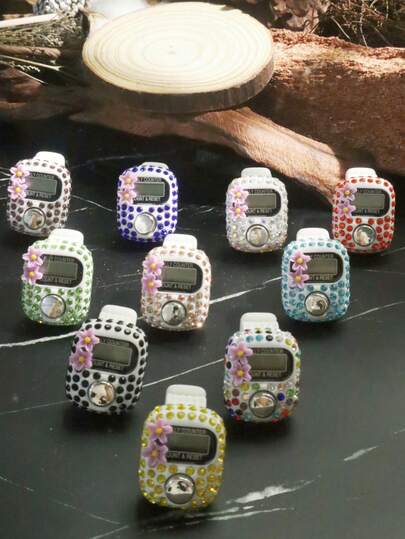 1 pieza/5 piezas/10 piezas Contador de tallos decorado con esmalte floral, herramienta de conteo de oraciones musulmanas