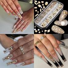 Nail Art Rhinestones Flatback Gold Nail Charms Multi Shapes Crystal Nail Supplies Mixed Nail Glitter Foil Design Nail Gems Nail Accessories For Women Nail Decorations., 3.0 Count{"Color_name":"Colorful-25"} - 彩色-25 - 查看 6
