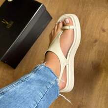 Vizzano Women's Platform Flat Toe Strap Comfort Sandal 6506.127 - Blanco roto / Napa Calf - Ver 4