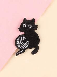 6片卡通黑猫刺绣布贴，可熨烫装饰贴片，适用于衣服、包包、手机壳、窗帘、DIY - 黑與白 - 查看 5