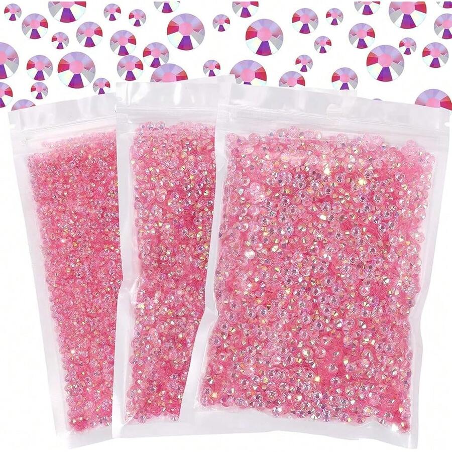 25000Pcs Light Pink AB Rhinestones For Bedazzling Kit, 3-5mm Resin Flatback Rhinestones Bulk Bedazzle Gems Diamonds For Crafts DIY Shoes, Clothing{"Color_name":"LightPinkAB"} - 淺粉紅色AB - 查看 1