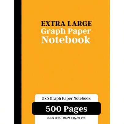 Extra Large Graph Paper Notebook: 500 Pages 5x5 Graphing Grid Paper For Math Science Engineering Accounting Students Orange