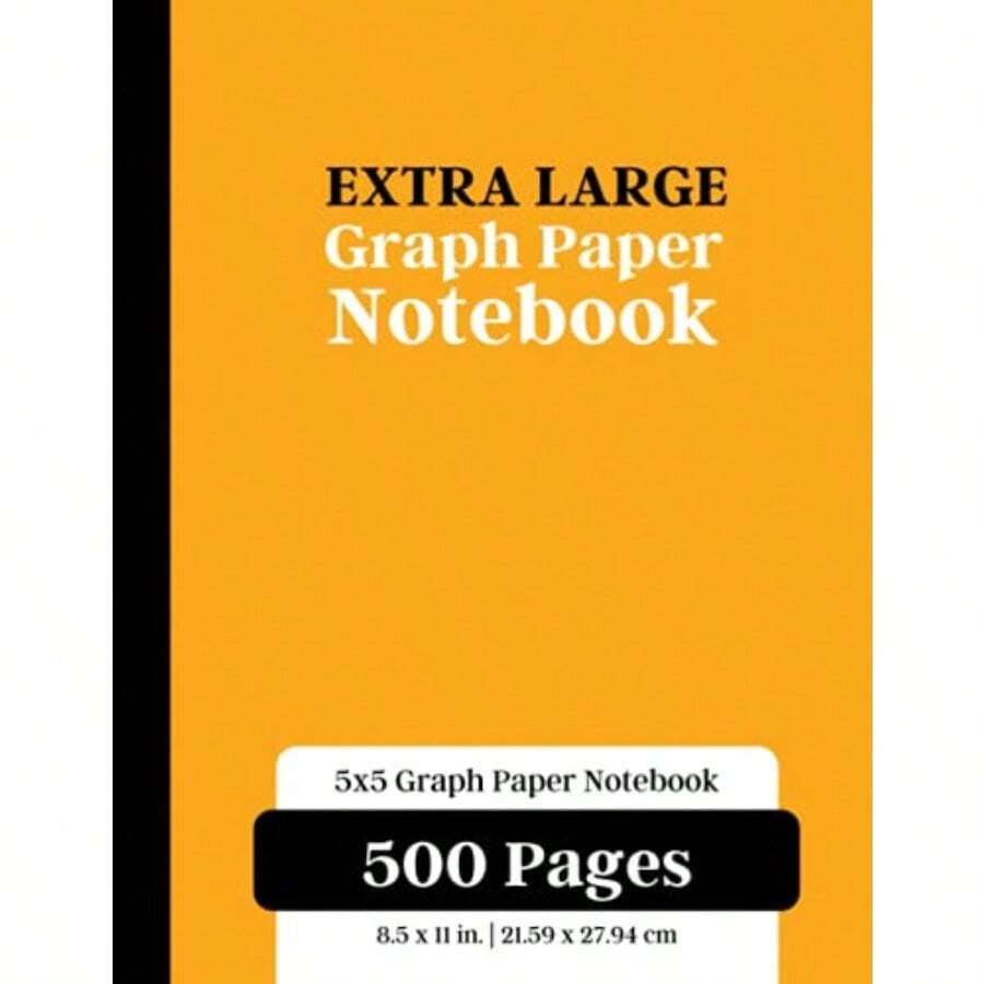 Extra Large Graph Paper Notebook: 500 Pages 5x5 Graphing Grid Paper For Math Science Engineering Accounting Students Orange - As Pic - View 1