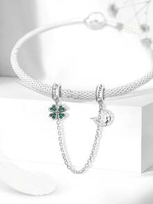 1pc Fashion Butterfly Safety Chain Pendant, Suitable For Women Bracelet DIY Jewelry - Silver - View 2