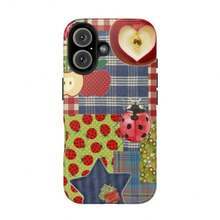Cottagecore Patchwork Phone Case – Cute Ladybug Phone Cover For IPhone 16 15 14 13 12 11 Pro Max XR XS &  S25 S24 S23 S22 S21 Plus Ultra – Whimsical Bugs & Fruits Collage - 1 - 查看 7