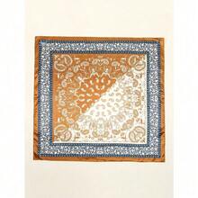 1PC Women's Red And White Paisley Printed Bandana Square Towel, 90CM Large Women's Satin Square Silk Feeling Hair Scarf Wrap Headscarf - Coffee White - 查看 4