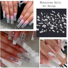 Rhinestones For Nails, Flatback Multi Shape Gems 3D Flowers Nail Charms Mixed Nail Glitter Powder Supplies Moonlight Crystal Jewelry Accessories For Women Manicure Decorations Design{"Color_name":"Colorful-06"} - 多彩-06 - 查看 5