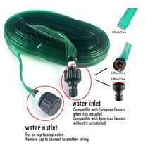 1 pieza Manguera de jardín plana y flexible de material PVC, con conector estándar de EE. UU./UE, manguera conectable a prueba de fugas, manguera de agua de jardín plana con gotas, manguera de riego por goteo, manguera de infiltración de agua, perfecta para céspedes, macizos de flores y jardines