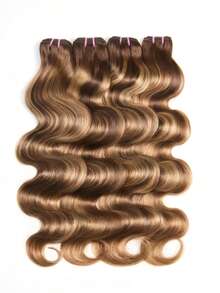 CEXXY Extension di capelli umani Remy brasiliani, ondulati, castano miele, colore 12A, grado P4/27, ciocche, non trattate, trama doppia, 14-28 pollici, resistenti al calore