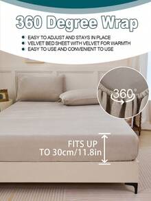 1 件卡其色天鹅绒床笠温暖柔软纯色毛绒床笠特大号双人床，奢华超柔软舒适床单，带 11.8 英寸深口袋，适合秋冬春季，无枕套仅床单，无枕套，防尘防滑，可机洗，床上用品礼品，适合双人全尺寸特大号双人床，可机洗床垫套