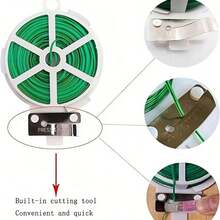 Durable Green Garden Rope 100 Meters - Multi-Functional Plastic Iron Plant Support Suitable For Climbing Roses And Vines, Including Cutting Tools - Ideal For Flower Fixers And Climbing Plant Holders