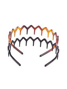 Set Of 2 Women Zig Zag Black Plastic Sharks Tooth Hair Comb Headband Fashion Women Leopard Hairbands Hair Accessories For Daily,Hairband,Hair Hoop Headbands - 彩色 - 查看 3