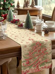 1 Stück Weihnachtsbaum Tischläufer, Weihnachtlicher dekorativer Tischläufer, Weihnachtlicher leinenähnlicher Tischläufer, Tischläufer, Tischläufer, 1 Stück Tischläufer, 4 Stücke Tischsets, 1 Stück Kissenbezug, 3 Produkte erhältlich, saisonale Heimdekoration für Innen-/Außenpartys, Winterliche Heimdekoration, Weihnachtsdekoration, Weihnachtszimmer Dekoration, Weihnachtsparty Dekoration - Verschiedenfarbig - Übersicht 13