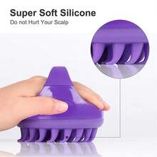 Cepillo Masajeador de Silicona y Plástico Morado para Cuero Cabelludo - Exfolia, Elimina Caspa y Estimula Crecimiento del Cabello, Inalámbrico con Batería - Morado - Ver 4