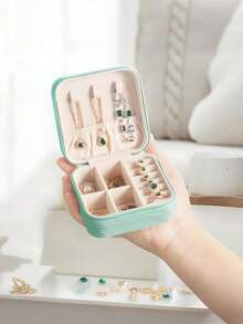 1 Piece Mini Jewellery Organizer, Portable Zipper Travel Jewellery Organizer Box, Ladies Gift Box, Multi-Functional Jewellery Display Rack, Suitable For Rings, Pendants, Earrings, Necklaces And So On. - Suitable Gift Box For Girls And Ladies, Halloween Gift Box, Christmas Gift Box.
