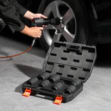 Axle Nut Impact Socket Set, 1/2" Drive Deep 6-Point 8-Piece SAE Spindle Nut Socket Set, CR-MO Heat Treated Large Socket Set With Storage Case, For Auto Repair, Removing Or Installing Axle Nuts - Black - View 9