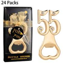 生日开瓶器，完美适用于15岁、18岁、21岁、30岁、40岁、50岁、55岁、60岁、65岁、70岁、75岁、80岁、90岁和100岁生日派对，镶钻生日纪念品，结婚纪念日宾客礼物，啤酒开瓶器派对装饰（黑色）