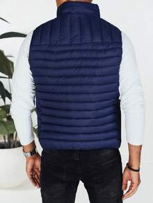 Áo vest chần bông nhẹ cho nam, áo vest ấm áp cho mùa chuyển mùa, áo vest thể thao ngoài trời có khóa kéo và túi, áo vest nam mặc hàng ngày khi đi thành phố và du lịch, lớp giữ ấm thiết thực cho thời tiết lạnh - Màu xanh hải quân - Xem 4