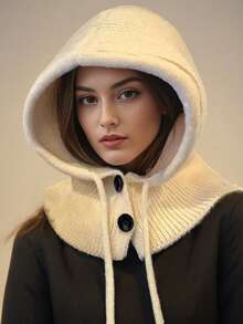 New Balaclava Winter Windproof Bib Wool Hat Women Warm One Warm Ear Protection Hat