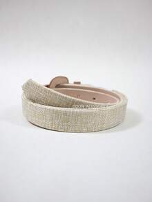 Women's Belt Straw Color Fabric Colorful Design Simple Covered Buckle For Everyday Wear - Rust Brown - View 6