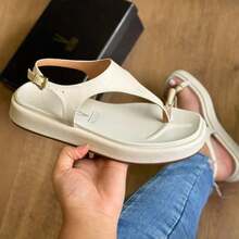 Vizzano Women's Platform Flat Toe Strap Comfort Sandal 6506.127 - Blanco roto / Napa Calf - Ver 2