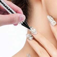 2 Pack Rhinestone Picker Tool Dotting Pen, Wax Pencil For Rhinestones With Tweezer, Crystal Diamond Pickup Tool Gem Jewel Applicator, Rhinestone Tool For Crafting Bedazzling DIY Nail Art{"Color_name":"Black&White"} - Black & White - View 7