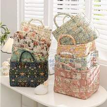 Cesta de almacenamiento de estilo bohemio, cesta de lavandería de gran capacidad, cesto de lavandería plegable de 12.2" x 10.23" x 10.23" con asas fáciles de transportar