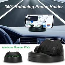 Black Car Phone Holder With Parking Number Plate, Multi-Functional. It Can Be Used As A 360-Degree Rotatable Dashboard Phone Holder For Convenient Navigation Adjustment. The Number Plate Also Has A Luminous Function, Making It Easy To Use As A Removable Parking Plate. It Is Widely Compatible With Various Vehicles, And The Illuminated License Plate Is A Great Highlight.