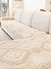 1pc Bohemian Style Diamond Quilted Plush Sofa Cushion, Country - Style Warm - Tone Sofa Cover, Anti - Slip & Pet Scratch - Resistant, All - Season Sofa Throw For Living/Dining/Bedroom/Study, Fits 1/2/3/4 - Seater & Sectional Sofas,Autumn Decor,Room Decor,Back To School,School Supplies