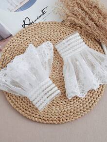 1 Pair Fabric Flared False Cuff Sleeves, Suitable For Pairing With Dresses - White - 142 - View 2