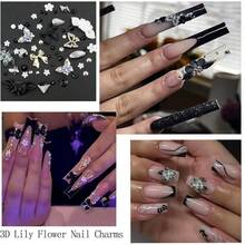 4 Boxes Dark Nail Gems Bow Flower Nail Charms For Acrylics - Irregular Crystals, Nails Rhinestone & Accessories For Women Nails Art Design Nails Decor(Dark){"Color_name":"Colorful-23"} - 彩色-23 - 查看 4
