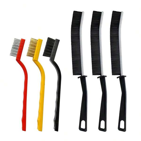 6pcs/Set Crevice Cleaning Brush Set, Multi-Purpose Hard Bristle Brushes For Deep Cleaning Kitchen, Bathroom, Grout, Sink, Cup, Teapot, Bottle, Blender, Corners, Tight Spaces & More