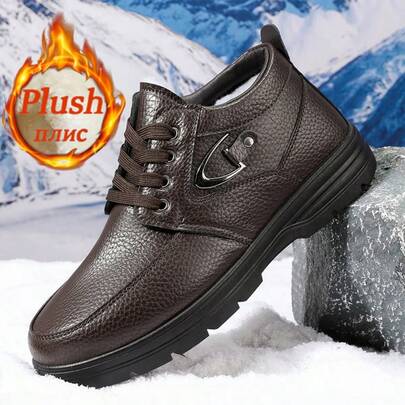 Botas masculinas acolchoado com cadarço, botas de neve novas, quentes e de pelúcia, antiderrapantes, duráveis, de sola macia, casuais para caminhadas ao ar livre, cano médio,