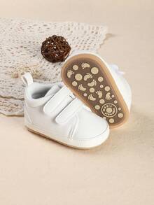 1 Pair 0-1 Years Old Newborn Infant Boy Toddler Shoes, 3-6/8-12 Months Infant Soft Bottom Anti-Slip Casual Shoes - White - View 2